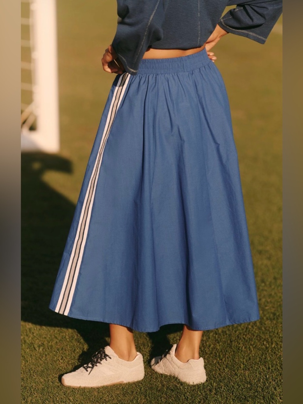 Anthropologie Daily Practice Side Stripes Circular Midi Skirt - Picture 3 of 10